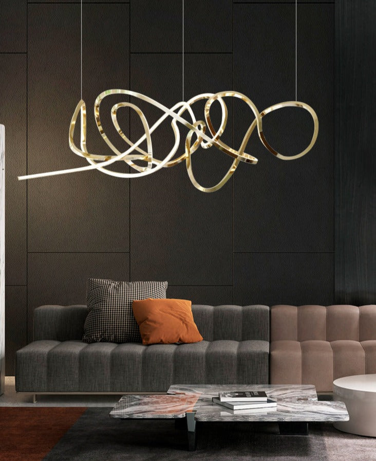 Lights of Scandinavia - Signature - Eye-catching design lighting. Electroplated iron framework available in 3 color variants. Integrated LED stripe through the whole fixture. This chandelier will make the most of your living room area, add style to a conference room or act as the perfect icebreaker for the reception. Each Signature is handmade so allow for slight differences between the photos and your finished product. Emitting color: Natural. Dimmable