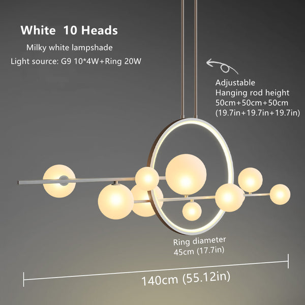 Lights of Scandinavia - Archipelago - Modern hanging glass ball LED lighting. Nordic style chandelier that suits living room areas just as well as over the dining table.
